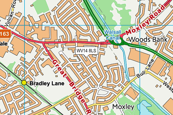 WV14 8LS map - OS VectorMap District (Ordnance Survey)