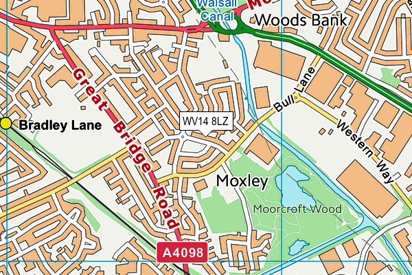 WV14 8LZ map - OS VectorMap District (Ordnance Survey)