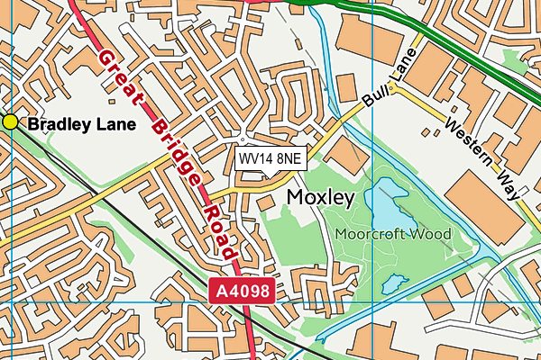 Moorcroft Wood Primary School map (WV14 8NE) - OS VectorMap District (Ordnance Survey)