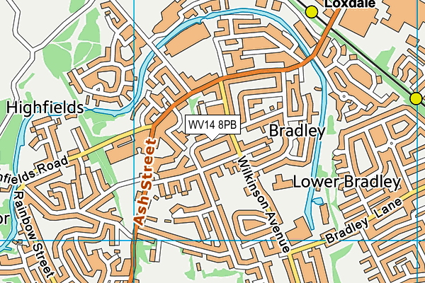 WV14 8PB map - OS VectorMap District (Ordnance Survey)