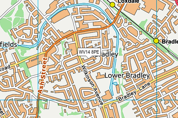 WV14 8PE map - OS VectorMap District (Ordnance Survey)