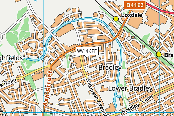 WV14 8PF map - OS VectorMap District (Ordnance Survey)