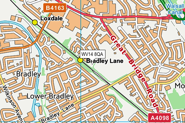 WV14 8QA map - OS VectorMap District (Ordnance Survey)