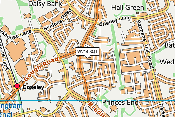 WV14 8QT map - OS VectorMap District (Ordnance Survey)