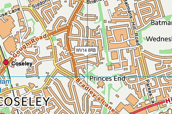 WV14 8RB map - OS VectorMap District (Ordnance Survey)