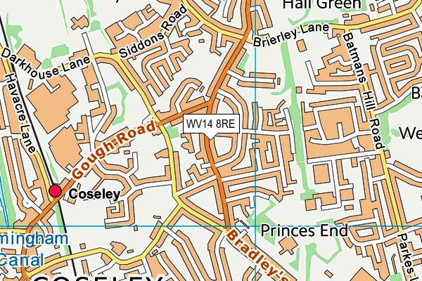 WV14 8RE map - OS VectorMap District (Ordnance Survey)