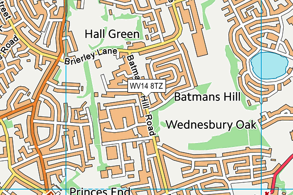 WV14 8TZ map - OS VectorMap District (Ordnance Survey)