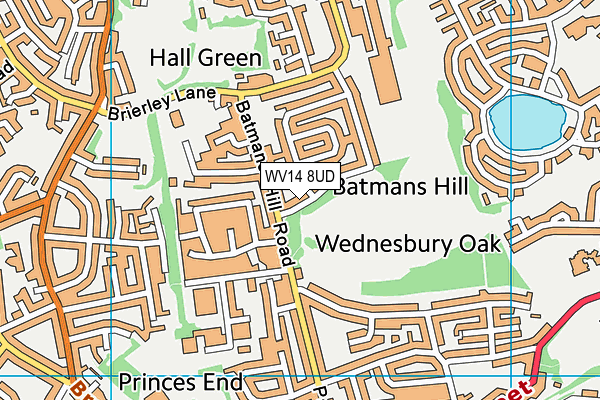 WV14 8UD map - OS VectorMap District (Ordnance Survey)