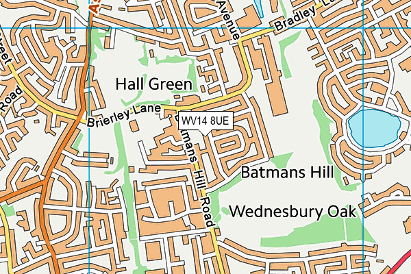 WV14 8UE map - OS VectorMap District (Ordnance Survey)