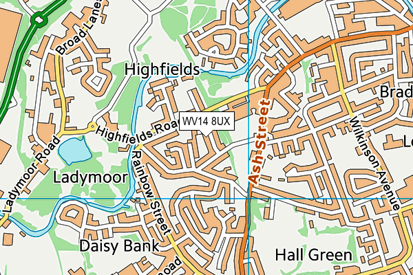 WV14 8UX map - OS VectorMap District (Ordnance Survey)