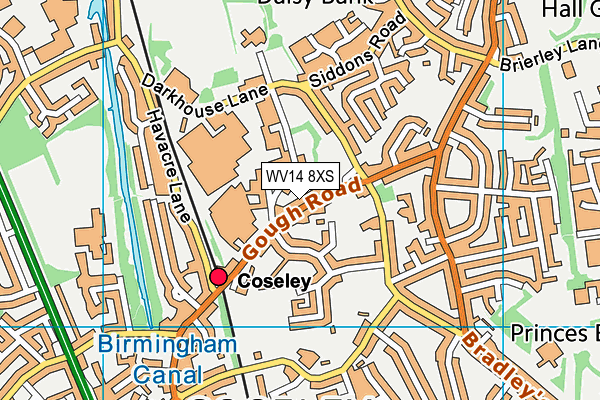 WV14 8XS map - OS VectorMap District (Ordnance Survey)