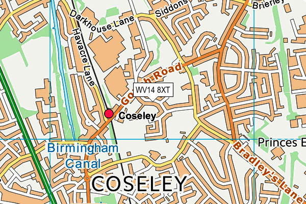 WV14 8XT map - OS VectorMap District (Ordnance Survey)