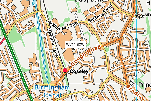 WV14 8XW map - OS VectorMap District (Ordnance Survey)