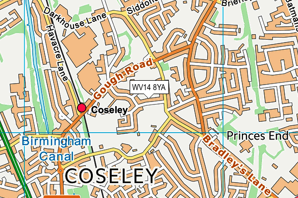 WV14 8YA map - OS VectorMap District (Ordnance Survey)