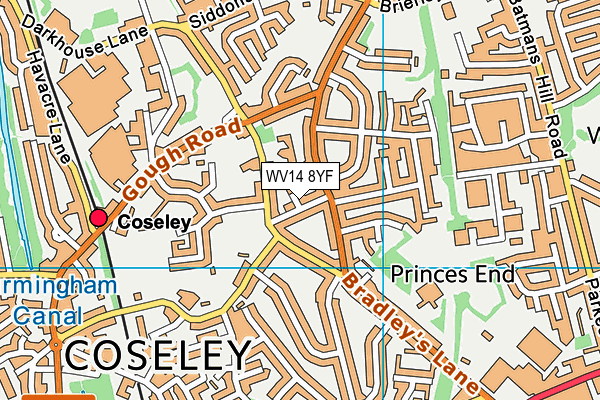 WV14 8YF map - OS VectorMap District (Ordnance Survey)