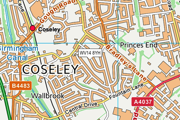 WV14 8YH map - OS VectorMap District (Ordnance Survey)