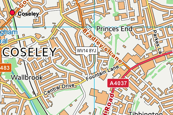 WV14 8YJ map - OS VectorMap District (Ordnance Survey)