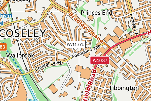 WV14 8YL map - OS VectorMap District (Ordnance Survey)