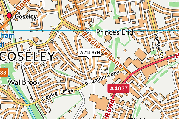 WV14 8YN map - OS VectorMap District (Ordnance Survey)