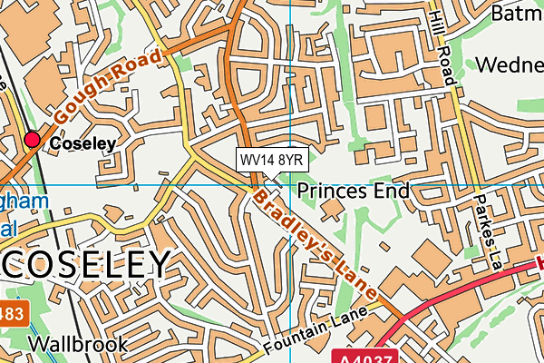 WV14 8YR map - OS VectorMap District (Ordnance Survey)