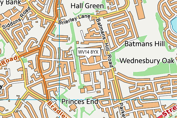 WV14 8YX map - OS VectorMap District (Ordnance Survey)