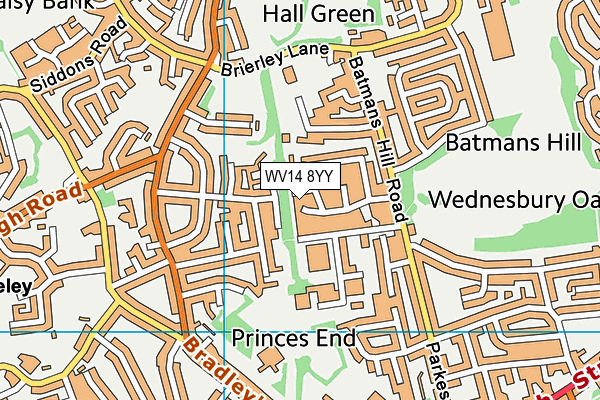 WV14 8YY map - OS VectorMap District (Ordnance Survey)