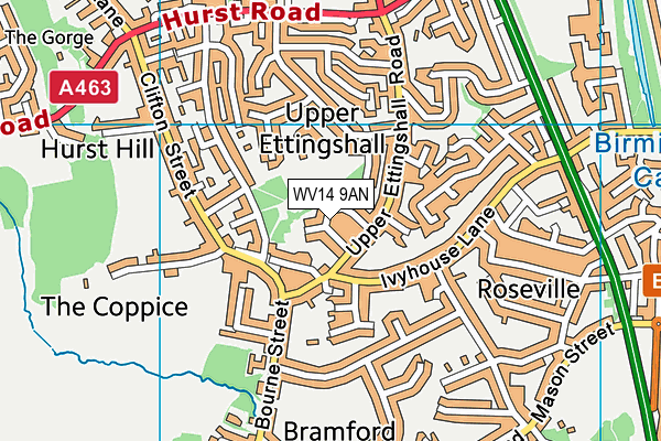Hurst Hill Recreation Ground map (WV14 9AN) - OS VectorMap District (Ordnance Survey)