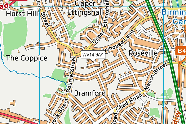 WV14 9AY map - OS VectorMap District (Ordnance Survey)