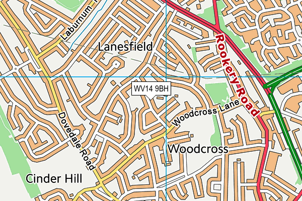 WV14 9BH map - OS VectorMap District (Ordnance Survey)