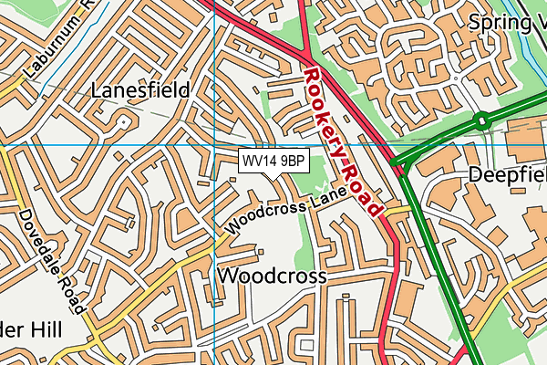 WV14 9BP map - OS VectorMap District (Ordnance Survey)