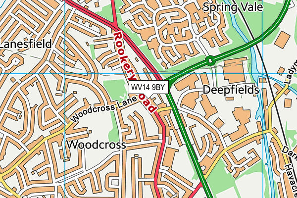 WV14 9BY map - OS VectorMap District (Ordnance Survey)