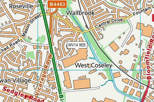 WV14 9EE map - OS VectorMap District (Ordnance Survey)