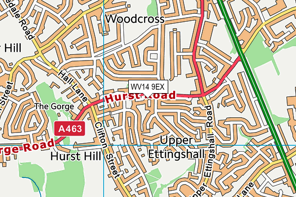 WV14 9EX map - OS VectorMap District (Ordnance Survey)