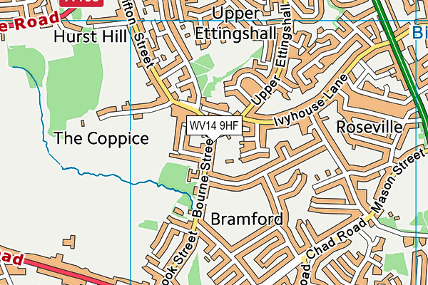WV14 9HF map - OS VectorMap District (Ordnance Survey)