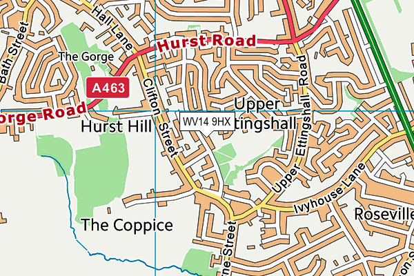 King Georges Field (Hurst Hill) map (WV14 9HX) - OS VectorMap District (Ordnance Survey)