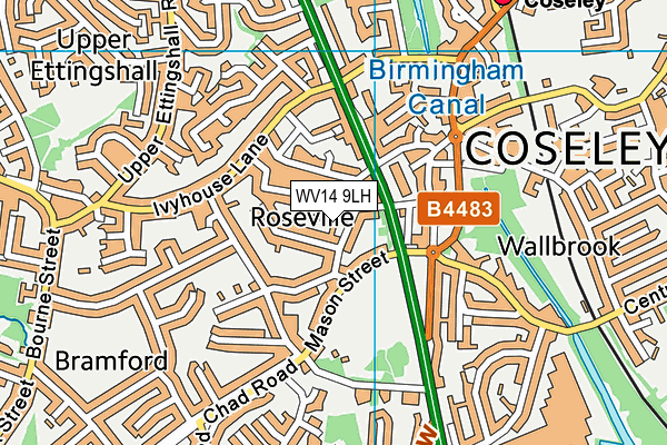 WV14 9LH map - OS VectorMap District (Ordnance Survey)