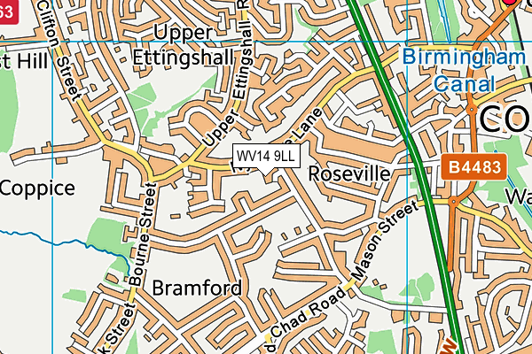 WV14 9LL map - OS VectorMap District (Ordnance Survey)