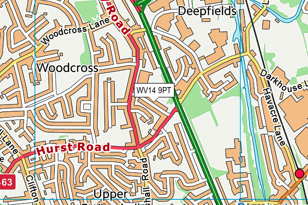 WV14 9PT map - OS VectorMap District (Ordnance Survey)