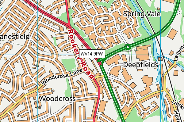 WV14 9PW map - OS VectorMap District (Ordnance Survey)