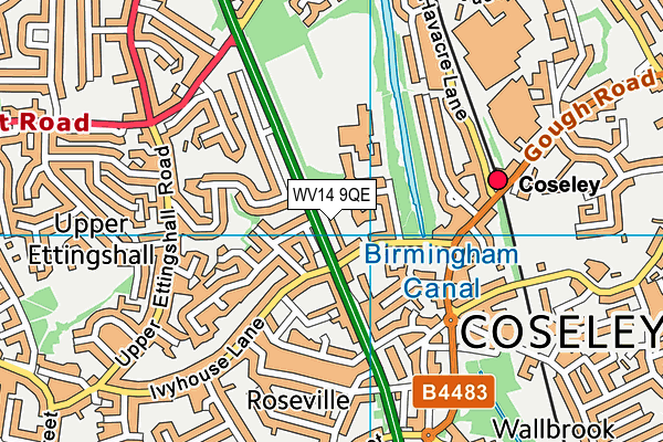 WV14 9QE map - OS VectorMap District (Ordnance Survey)