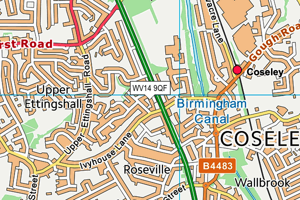 WV14 9QF map - OS VectorMap District (Ordnance Survey)