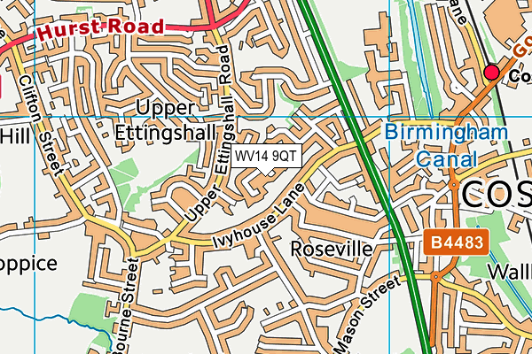 WV14 9QT map - OS VectorMap District (Ordnance Survey)