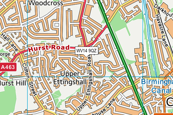 WV14 9QZ map - OS VectorMap District (Ordnance Survey)