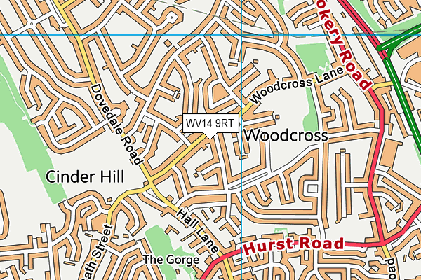 WV14 9RT map - OS VectorMap District (Ordnance Survey)