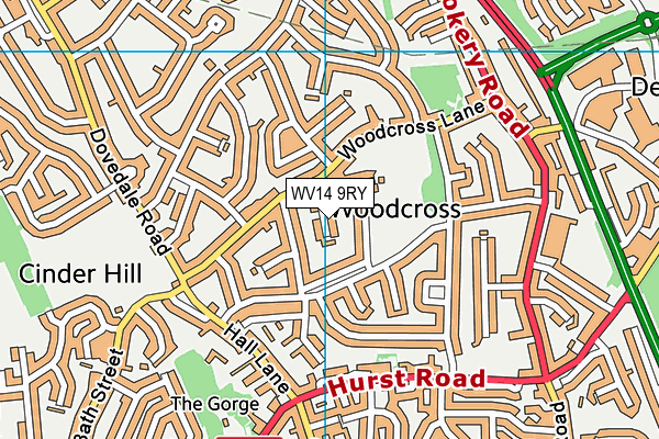 WV14 9RY map - OS VectorMap District (Ordnance Survey)