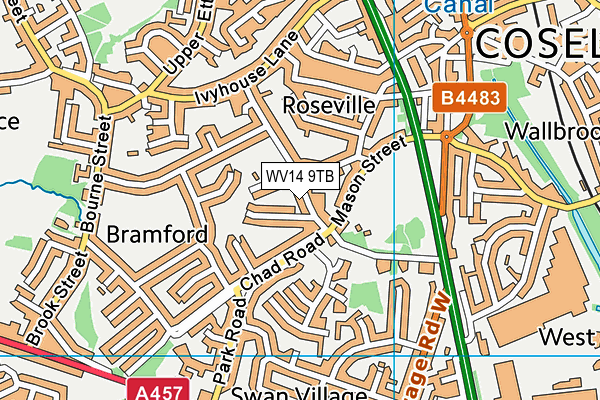 WV14 9TB map - OS VectorMap District (Ordnance Survey)