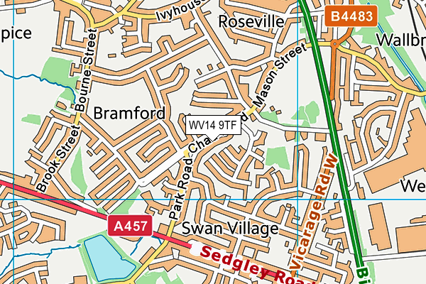 WV14 9TF map - OS VectorMap District (Ordnance Survey)