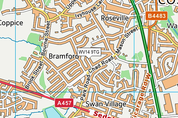 WV14 9TG map - OS VectorMap District (Ordnance Survey)