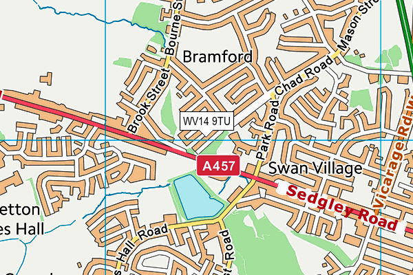 Bramford Primary School map (WV14 9TU) - OS VectorMap District (Ordnance Survey)