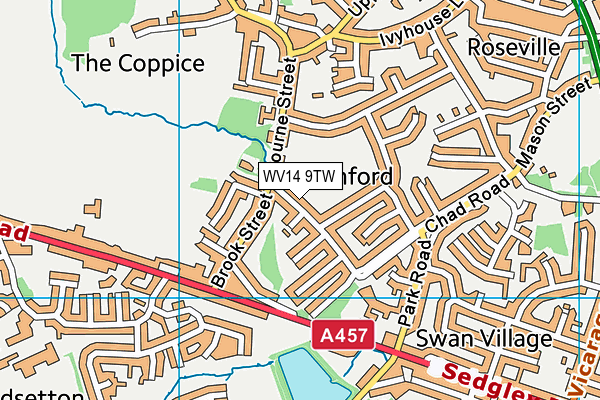WV14 9TW map - OS VectorMap District (Ordnance Survey)